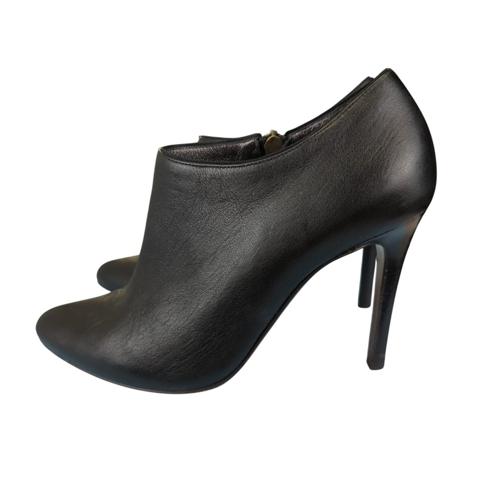 Lanvin Bottine Low Bootie Black Leather Pointed Toe Stiletto Heel 36.5 US 5.5